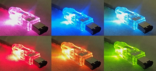 6ft IEEE1394 FireWire/i.Link 6Pin to 6Pin Translucent Illuminated/Lighted Cable with Multi-color LEDs CC1394-06L 037229139280 Cable, IEEE1394 FireWire/i.Link with Multi-color Changing LEDs, 6Pin to 6Pin, 6ft, Translucent TH6579 CC139406L CC1394-06L cables feet foot  2297 