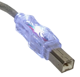 6ft USB 2.0 480Mbps Type A Male to B Male Translucent Illuminated/Lighted Cable with White LEDs CC2209C-06WHL 037229229417 Cable, USB 2.0 480Mbps Universal Serial Bus Type A Male to B Male Translucent Cable with White LEDs, For Printer, Scanner, Camera, External Drive & PC/Hub, 6ft 987016 TH6563 CC2209C06WHL CC2209C-06WHL cables feet foot  2462 