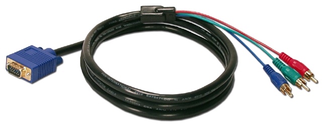 12ft Projector Component Video Cable CC2261-12 037229226119 Cable, HDTV/RGB VGA/HD15 to 3 RCA Component Video Adaptor Cable, HD15M/(3)RCA M, 12ft 253-512IV 691386 CC226112 CC2261-12 adapters adaptors cables feet foot  3942 