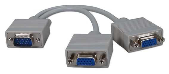 8 Inches HD15 Male to 2 HD15 Female VGA Video Splitter Cable CC320Y 037229353204 Adaptor, VGA/SVGA "Y" Splitter for Twin Video Display, HD15M/(2)F with 8" Cable 155754 CC320Y CC320Y adapters adaptors cables  2612 