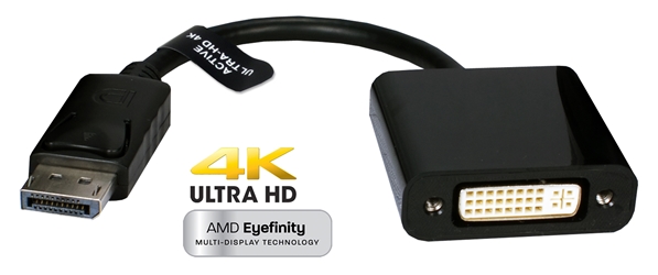 DisplayPort Male to DVI Female 4K/Eyefinity Active Adaptor DPDVI-AMF 037229004977