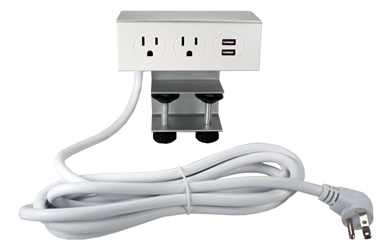 Adjustable Deskmount Dual-Power Outlets with Dual-USB 2.1Amp Charger & 10ft Power Cord P2P2U-10 037229231687